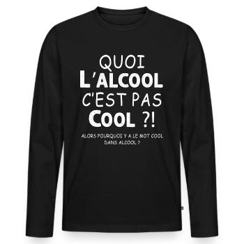 Alcool Le pLus Cool - T-shirt manches longues Premium bio Homme - noir - Devant - Nico (187cm)
