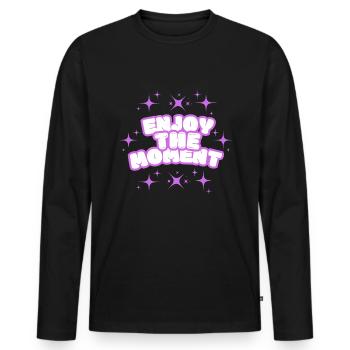 Enjoy the Moment - Männer Premium Bio Langarmshirt - Schwarz - Vorne - Nico (187cm)