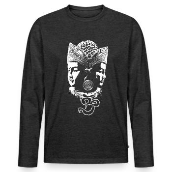 Shiva Buddha Om Enfant Noir Femme Enfant - T-shirt manches longues Premium bio Homme - anthracite chiné - Devant - Nico (187cm)