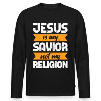 Jesus Christ - Men's Premium Organic Long Sleeve Shirt - black - Front - Nico (187cm)