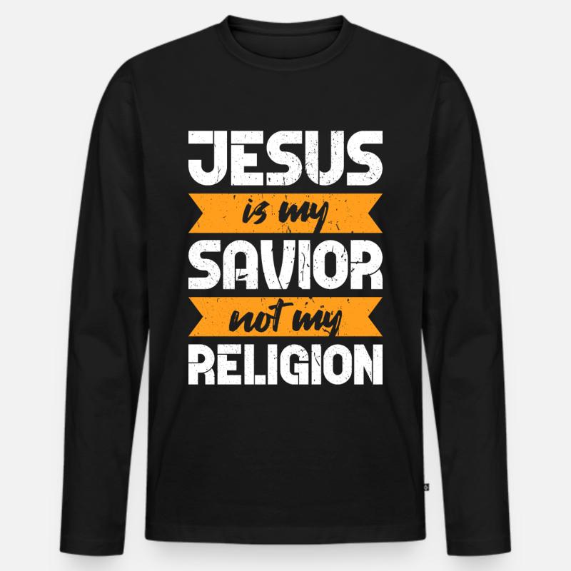 Jesus Christus - Männer Premium Bio Langarmshirt - Schwarz