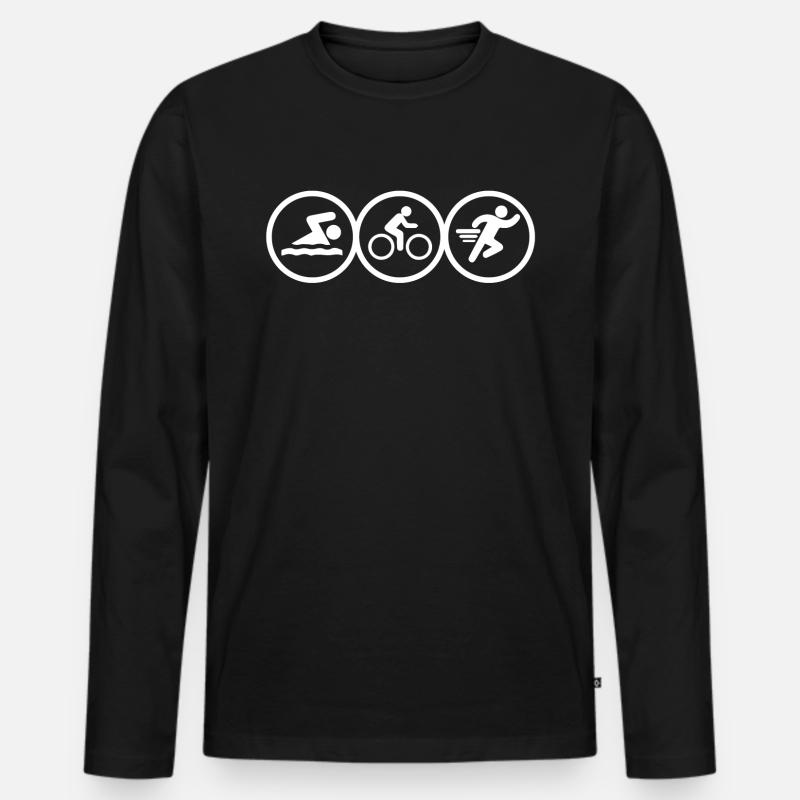 Triathlon - Männer Premium Bio Langarmshirt - Schwarz