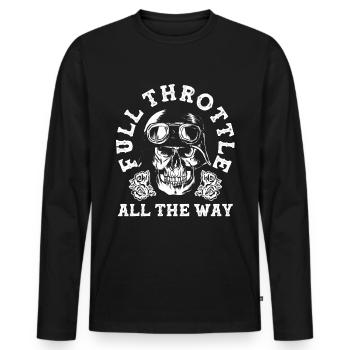 Crâne de motard moto - T-shirt manches longues Premium bio Homme - noir - Devant - Nico (187cm)