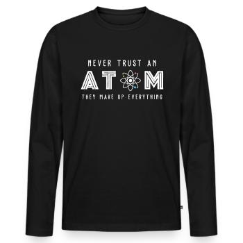 Wissenschaft Science de l’atome - T-shirt manches longues Premium bio Homme - noir - Devant - Nico (187cm)