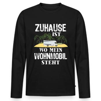 Wohnmobil Camping Palmen - Männer Premium Bio Langarmshirt - Schwarz - Vorne - Nico (187cm)