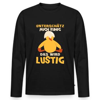Unterschätz mich ruhig - Männer Premium Bio Langarmshirt - Schwarz - Vorne - Nico (187cm)