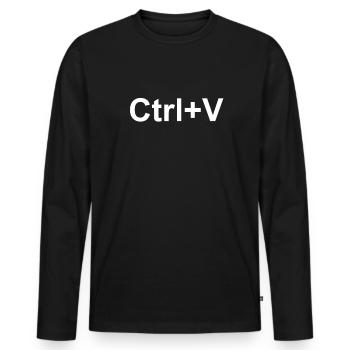 Ctrl + V Copy and Paste - Männer Premium Bio Langarmshirt - Schwarz - Vorne - Nico (187cm)