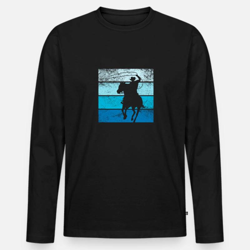 Cowboy - Männer Premium Bio Langarmshirt - Schwarz
