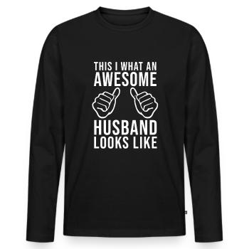 Meilleur mari disant cadeau de chemise - T-shirt manches longues Premium bio Homme - noir - Devant - Nico (187cm)