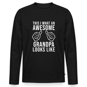 Großvater Opa Spruch Bester Großpapa - Männer Premium Bio Langarmshirt - Schwarz - Vorne - Nico (187cm)