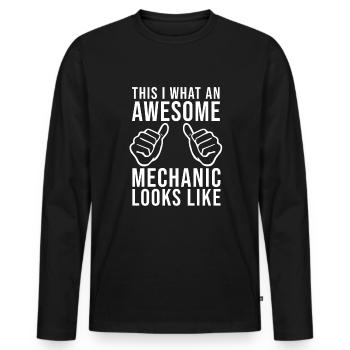 Mécanique Mécanique Dictons Industrie Voiture Dicton - T-shirt manches longues Premium bio Homme - noir - Devant - Nico (187cm)