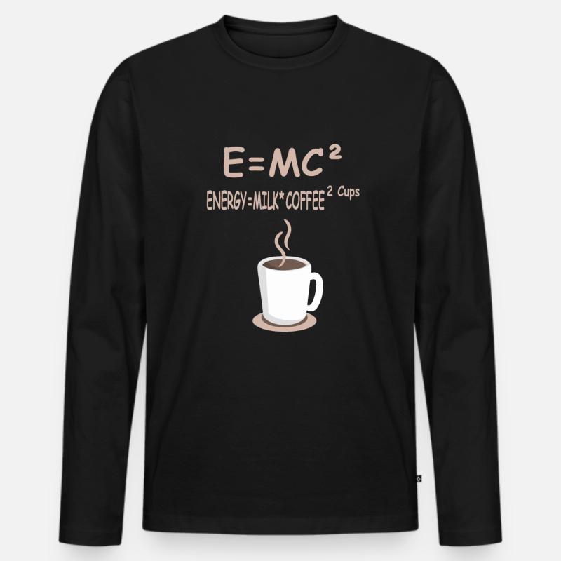 E=MC² Energie = Milchkaffee 2 Tassen - Männer Premium Bio Langarmshirt - Schwarz