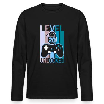 20th birthday gift - 20 years old - Men's Premium Organic Long Sleeve Shirt - black - Front - Nico (187cm)