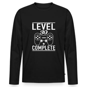 Men 30th Birthday Young Man Level 30 years - Men's Premium Organic Long Sleeve Shirt - black - Front - Nico (187cm)