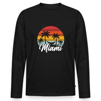 Miami Beach Floride - T-shirt manches longues Premium bio Homme - noir - Devant - Nico (187cm)