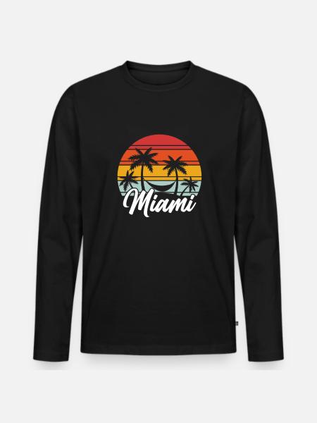 Miami Beach Florida - Männer Premium Bio Langarmshirt - Schwarz