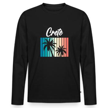 Crete - Men's Premium Organic Long Sleeve Shirt - black - Front - Nico (187cm)