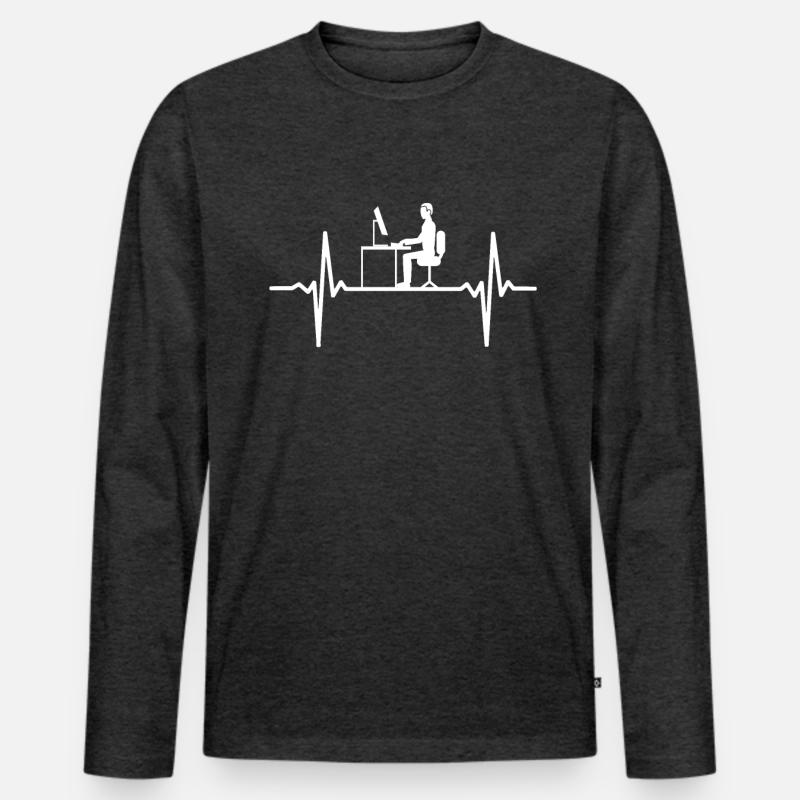 Heartbeat Computer Programmer Office Gambler Pulse Men's Premium Organic Long Sleeve Shirt