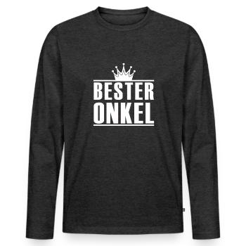 Bester Onkel - Männer Premium Bio Langarmshirt - Anthrazit meliert - Vorne - Nico (187cm)