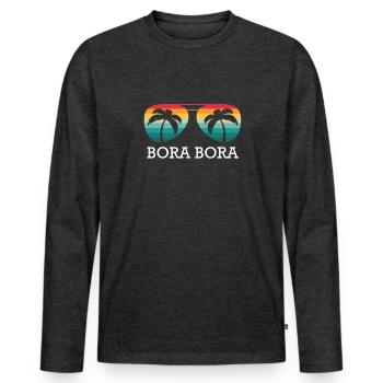 Bora Bora - T-shirt manches longues Premium bio Homme - anthracite chiné - Devant - Nico (187cm)