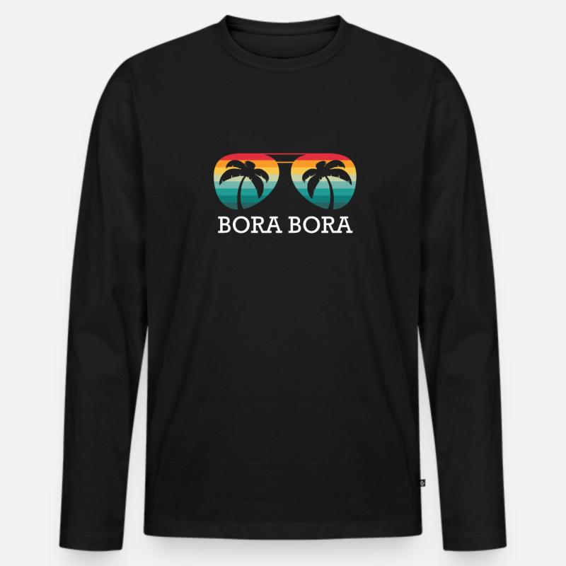 Bora Bora - Männer Premium Bio Langarmshirt - Schwarz