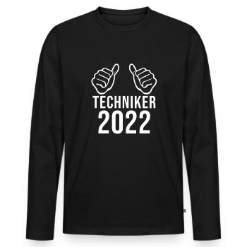 Techniker 2022 Abschluss Bestanden Sprüche - Männer Premium Bio Langarmshirt - Schwarz - Vorne - Nico (187cm)