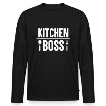 Cuisines Chef Chef Chef - T-shirt manches longues Premium bio Homme - noir - Devant - Nico (187cm)