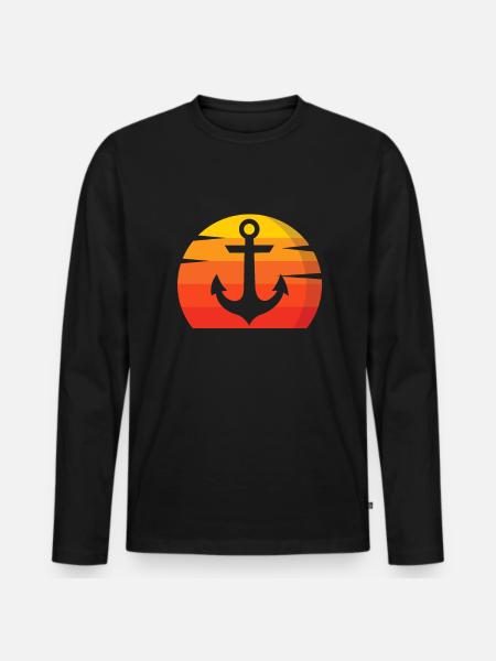 Anker und Sonne - Männer Premium Bio Langarmshirt - Schwarz