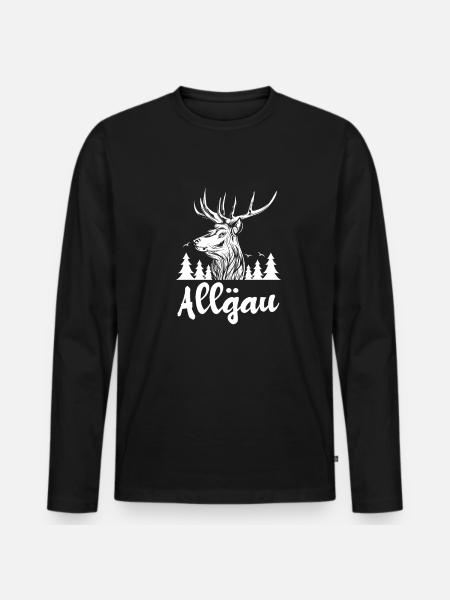 Allgäu mit Bergen - Allgäu Design - Männer Premium Bio Langarmshirt - Schwarz