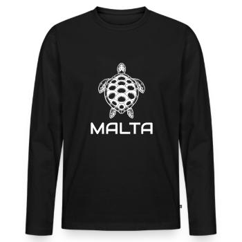 Malte Holiday Turtle Souvenir Cadeau - T-shirt manches longues Premium bio Homme - noir - Devant - Nico (187cm)