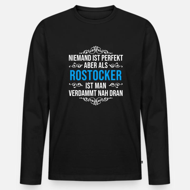 Rostock Rostocker Spruch - Männer Premium Bio Langarmshirt - Schwarz