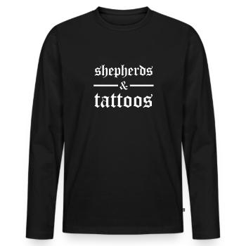 Tatouages de chien de berger allemand encrés - T-shirt manches longues Premium bio Homme - noir - Devant - Nico (187cm)