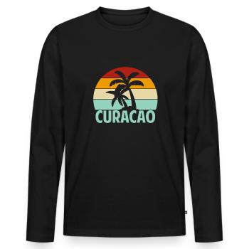 Curacao - Männer Premium Bio Langarmshirt - Schwarz - Vorne - Nico (187cm)
