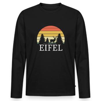 Eifel - Männer Premium Bio Langarmshirt - Schwarz - Vorne - Nico (187cm)