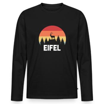 Eifel Natur Heimat Hirsch Wald Cadeau Rétro - T-shirt manches longues Premium bio Homme - noir - Devant - Nico (187cm)