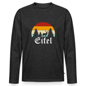 Eifel - Männer Premium Bio Langarmshirt - Anthrazit meliert - Vorne - Nico (187cm)