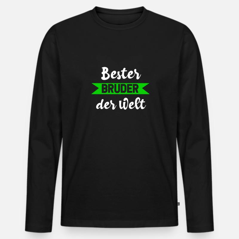 Bester Bruder der Welt - Männer Premium Bio Langarmshirt - Schwarz