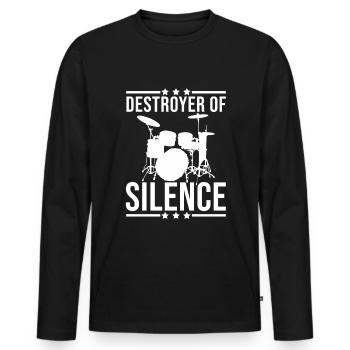 Tambours Silence Destroy - T-shirt manches longues Premium bio Homme - noir - Devant - Nico (187cm)
