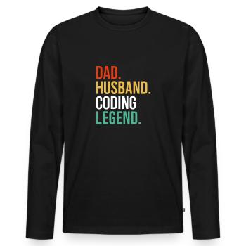 Husband Father Papa Coder Coding Computer Scientist - Men's Premium Organic Long Sleeve Shirt - black - Front - Nico (187cm)