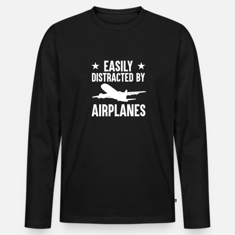 Flugzeug Flugplatz Flughafen - Männer Premium Bio Langarmshirt - Schwarz