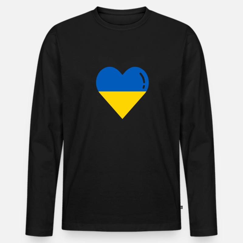 Ukraine Flagge Kiew - Männer Premium Bio Langarmshirt - Schwarz
