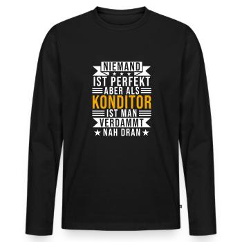 Konditor Spruch Geschenk für Konditoren - Männer Premium Bio Langarmshirt - Schwarz - Vorne - Nico (187cm)