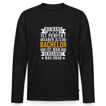 Bachelor - Männer Premium Bio Langarmshirt - Schwarz - Vorne - Nico (187cm)