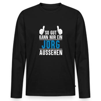 Jörg Name Geschenkidee Jörg Geschenk Vorname - Männer Premium Bio Langarmshirt - Schwarz - Vorne - Nico (187cm)
