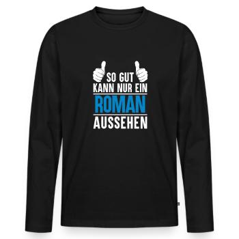 Roman Name Geschenkidee Roman Geschenk Vorname - Männer Premium Bio Langarmshirt - Schwarz - Vorne - Nico (187cm)