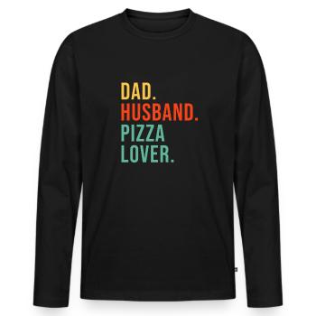 Papa Husband Pizza Lover Food Fast Food - Men's Premium Organic Long Sleeve Shirt - black - Front - Nico (187cm)