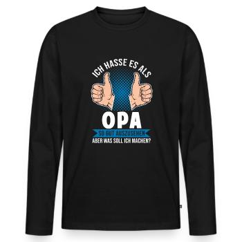 Opa Großvater Bester Opa Großvater Geschenk - Männer Premium Bio Langarmshirt - Schwarz - Vorne - Nico (187cm)