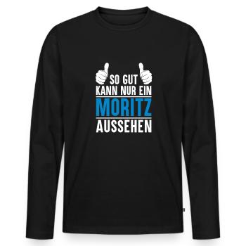 Moritz Name Geschenkidee Moritz Geschenk Vorname - Männer Premium Bio Langarmshirt - Schwarz - Vorne - Nico (187cm)