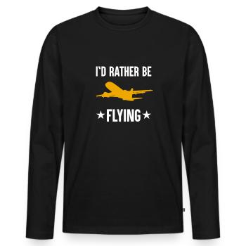 Flying Pilot Airplane Dicton - T-shirt manches longues Premium bio Homme - noir - Devant - Nico (187cm)