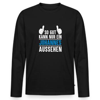 Johannes Name Geschenkidee Geschenk Vorname - Männer Premium Bio Langarmshirt - Schwarz - Vorne - Nico (187cm)